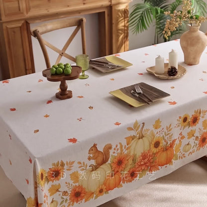 Wasserdichte Tischdecke mit Sonnenblumen-Kürbis-Ernte - image 2
