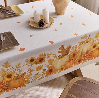 Wasserdichte Tischdecke mit Sonnenblumen-Kürbis-Ernte - image 5