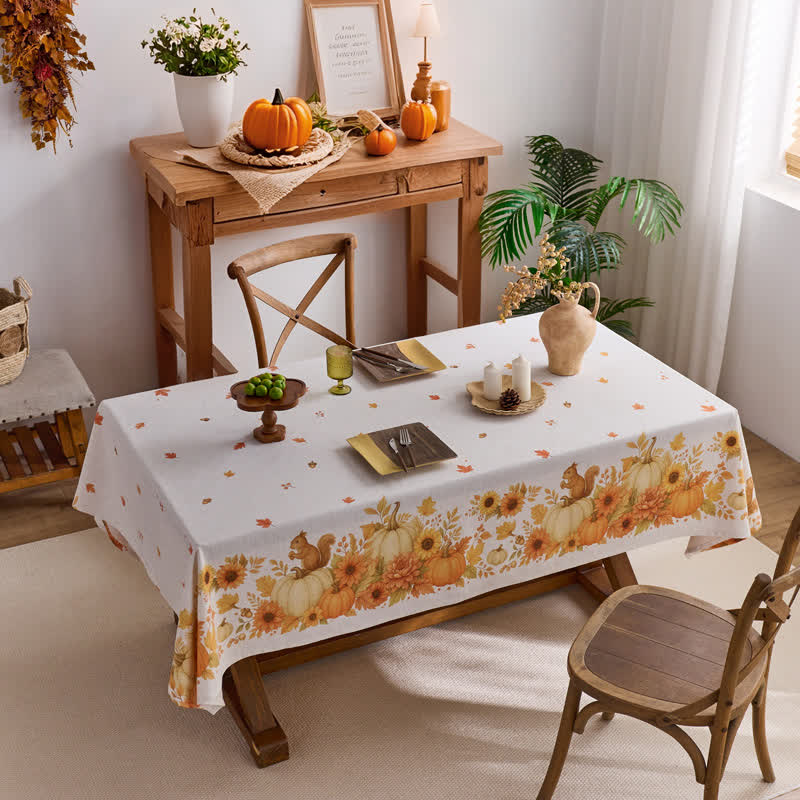 Wasserdichte Tischdecke mit Sonnenblumen-Kürbis-Ernte - image 3