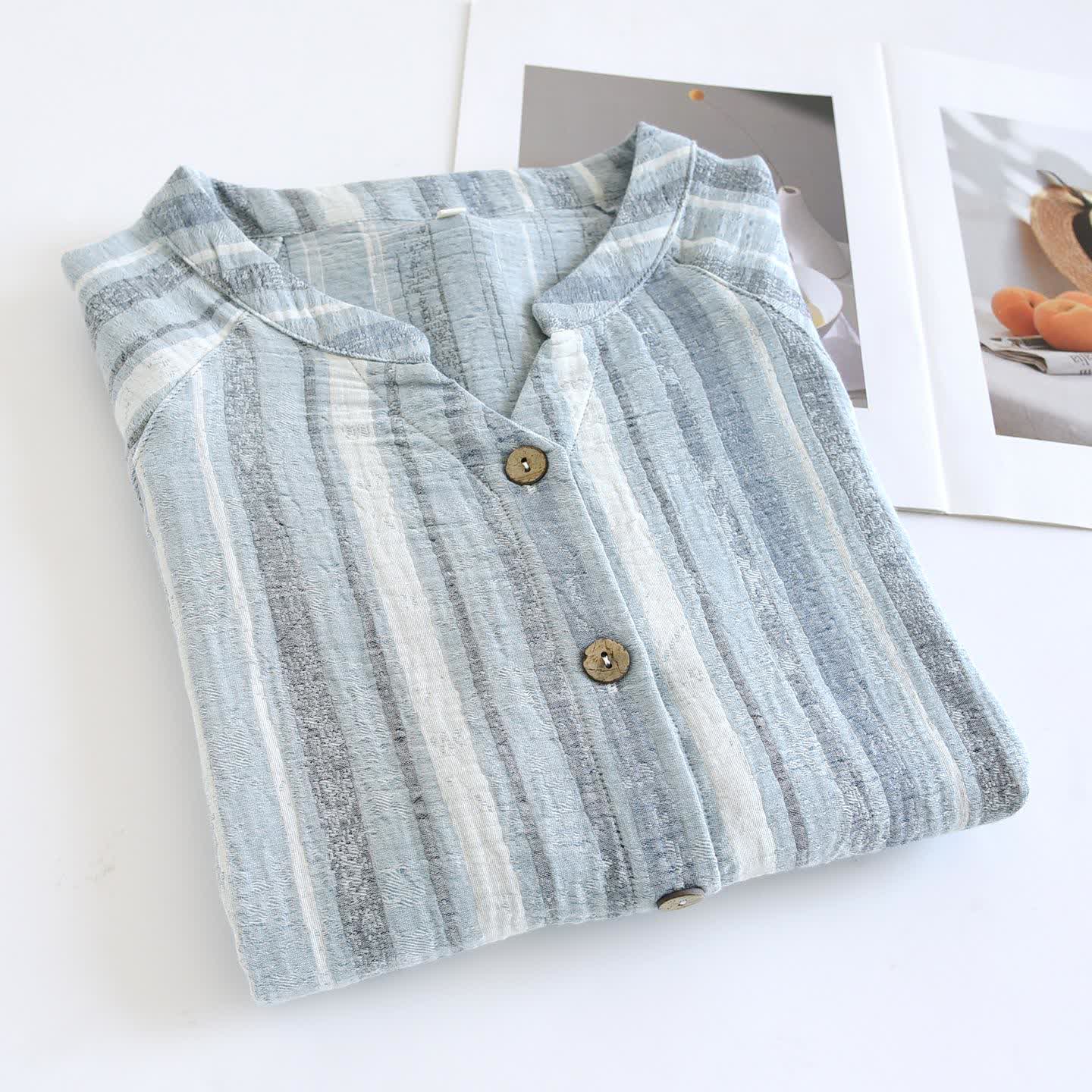 Loungewear-Set aus gestreifter Baumwollgaze - image 5