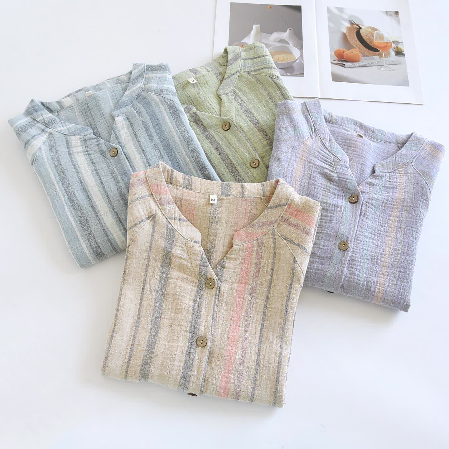 Loungewear-Set aus gestreifter Baumwollgaze - image 2