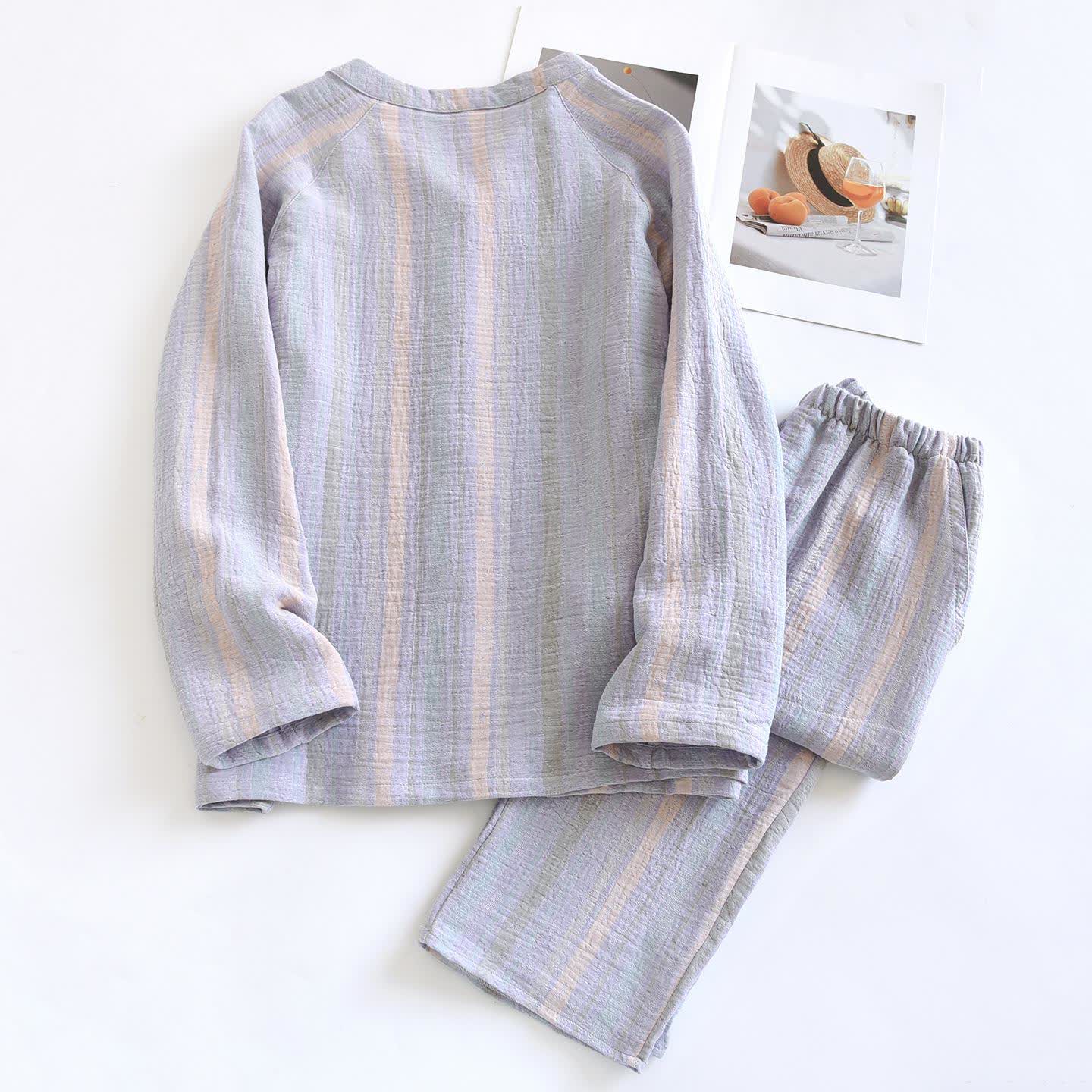 Loungewear-Set aus gestreifter Baumwollgaze - image 9