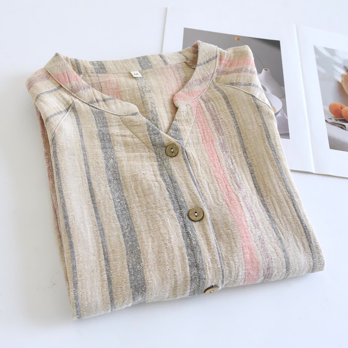 Loungewear-Set aus gestreifter Baumwollgaze - image 7