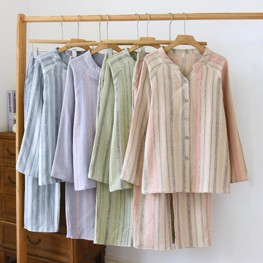 Loungewear-Set aus gestreifter Baumwollgaze - image 1