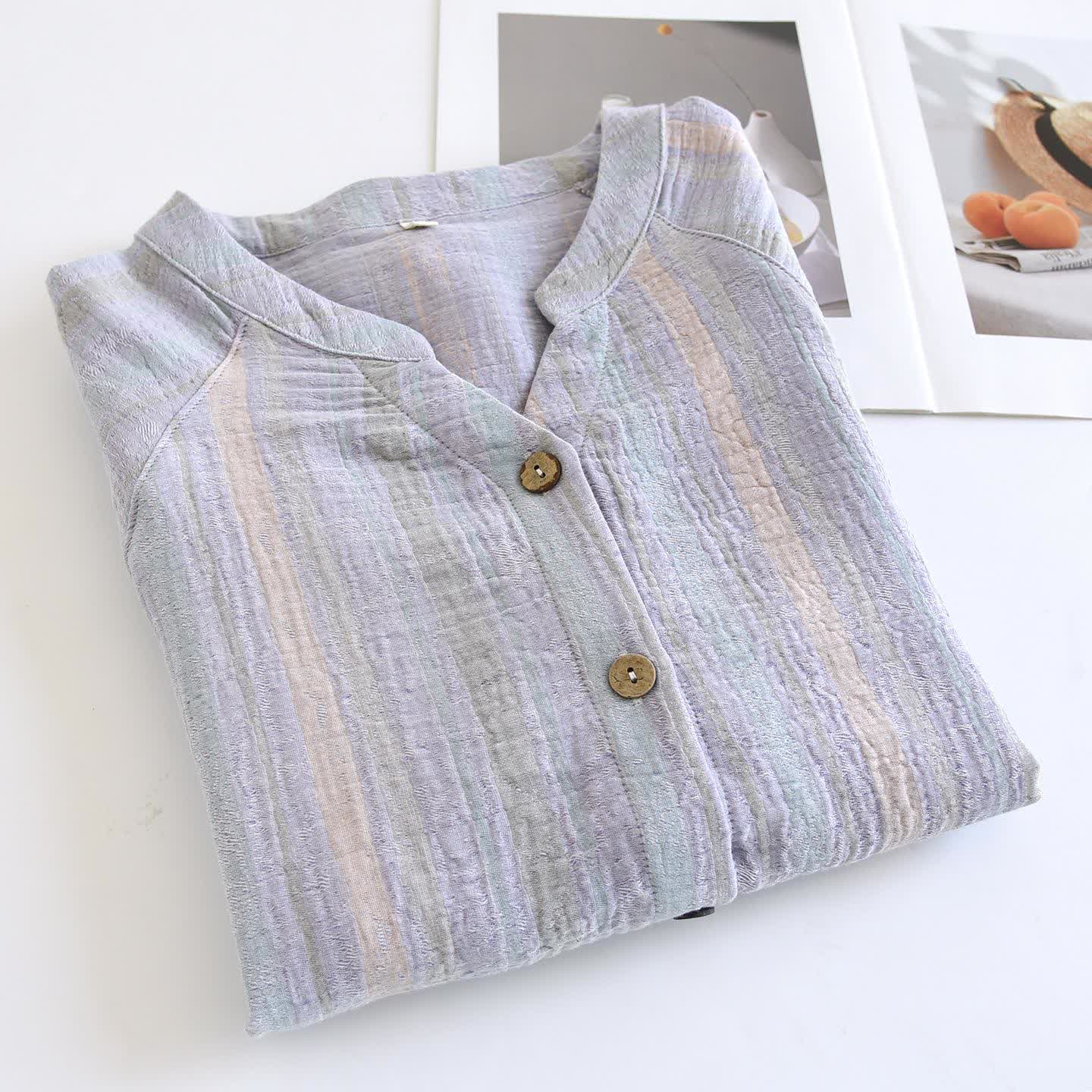 Loungewear-Set aus gestreifter Baumwollgaze - image 10