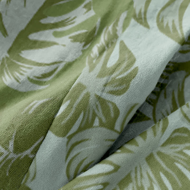 Kimono-Bademantel aus Baumwollgaze mit Monstera-Print - image 7
