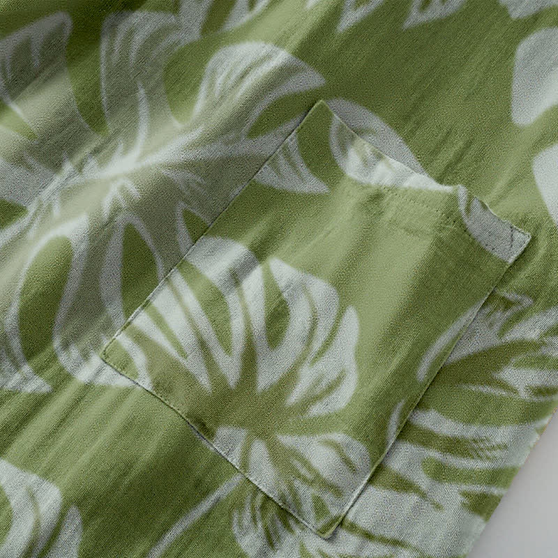 Kimono-Bademantel aus Baumwollgaze mit Monstera-Print - image 6