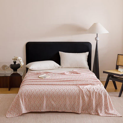 Kühlende Tagesdecke mit geometrischem Karomuster - Rosa - 200cm x 230cm - image 1