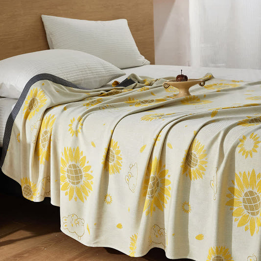 Kühlende Tagesdecke mit Sonnenblumen-Kaninchen - 200cm x 230cm - image 1
