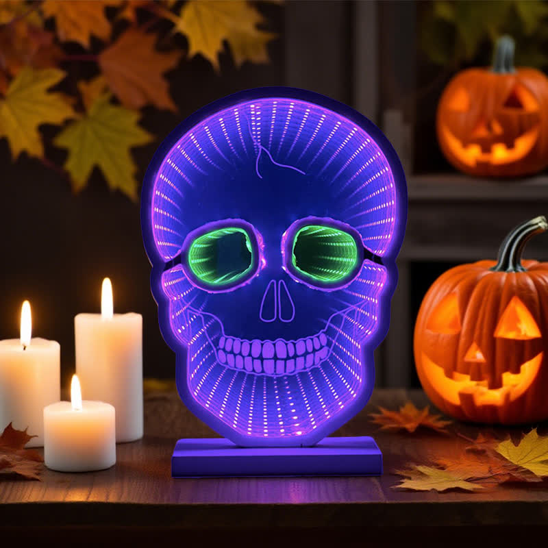 Halloween Totenkopf Infinity Lichter mit Ständer - image 1
