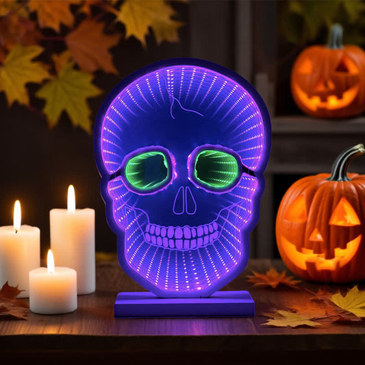 Halloween Totenkopf Infinity Lichter mit Ständer - image 1