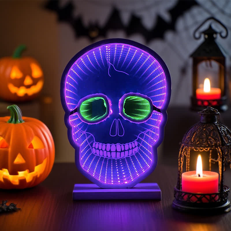 Halloween Totenkopf Infinity Lichter mit Ständer - image 2