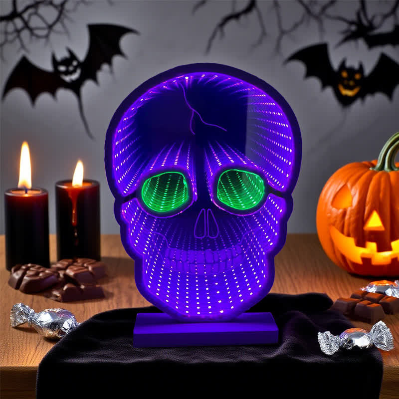 Halloween Totenkopf Infinity Lichter mit Ständer - image 4