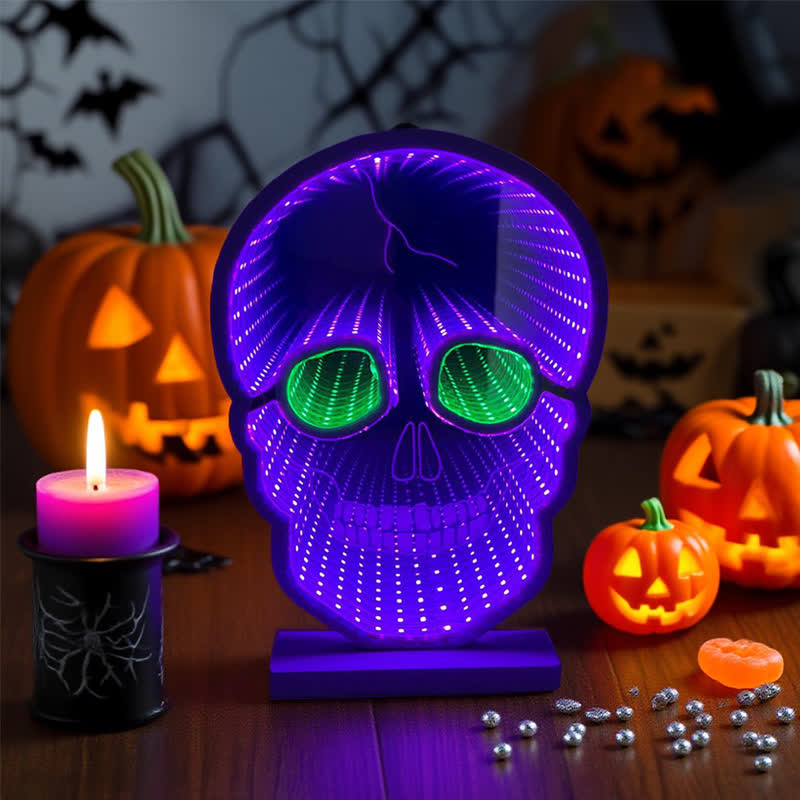 Halloween Totenkopf Infinity Lichter mit Ständer - image 3