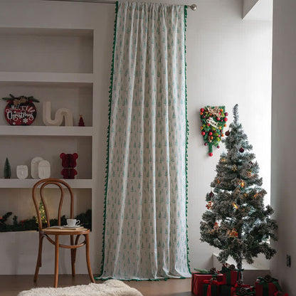Vorhang mit grünem Tannenbaum-Print - image 2