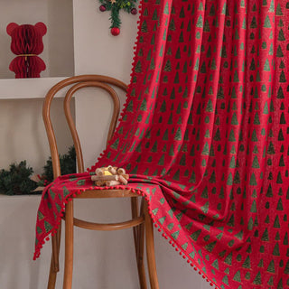 Weihnachts-Tannenbaum-Feiertagsvorhang - Stangentasche - 150cm x 260cm - image 1