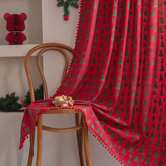 Weihnachts-Tannenbaum-Feiertagsvorhang - Stangentasche - 150cm x 260cm - image 1