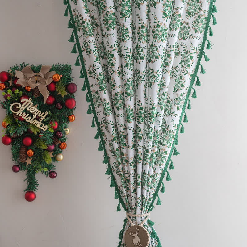 Weihnachtsvorhang mit floralem Edelweiß-Print - image 6
