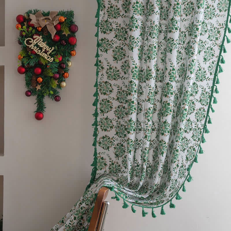 Weihnachtsvorhang mit floralem Edelweiß-Print - image 4