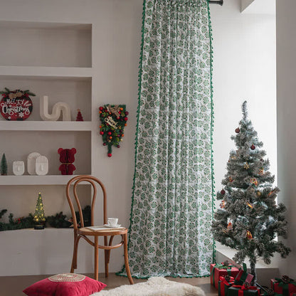 Weihnachtsvorhang mit floralem Edelweiß-Print - image 2