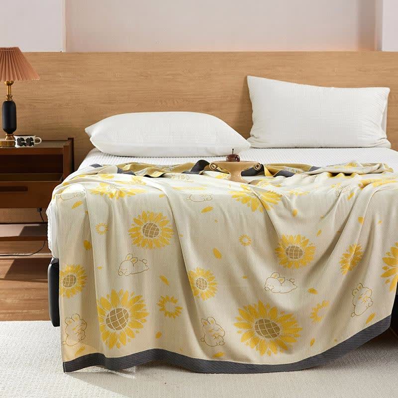 Kühlende Tagesdecke mit Sonnenblumen-Kaninchen - image 2