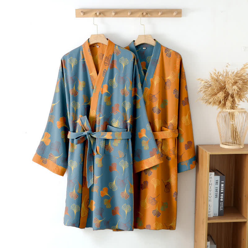 Kimono-Bademantel aus Baumwollgaze „Ginkgo Biloba“ - image 2