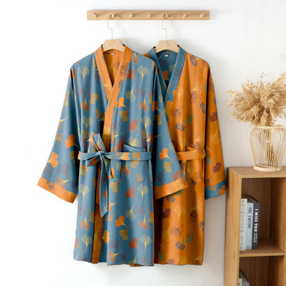 Kimono-Bademantel aus Baumwollgaze „Ginkgo Biloba“ - image 2
