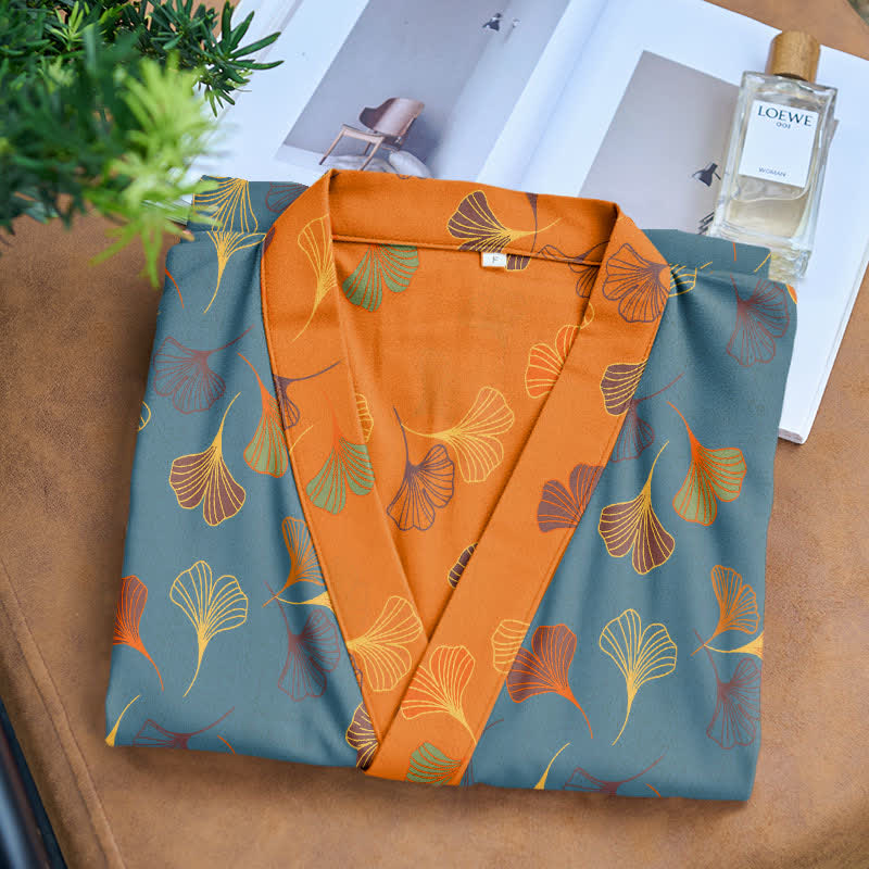 Kimono-Bademantel aus Baumwollgaze „Ginkgo Biloba“ - image 7