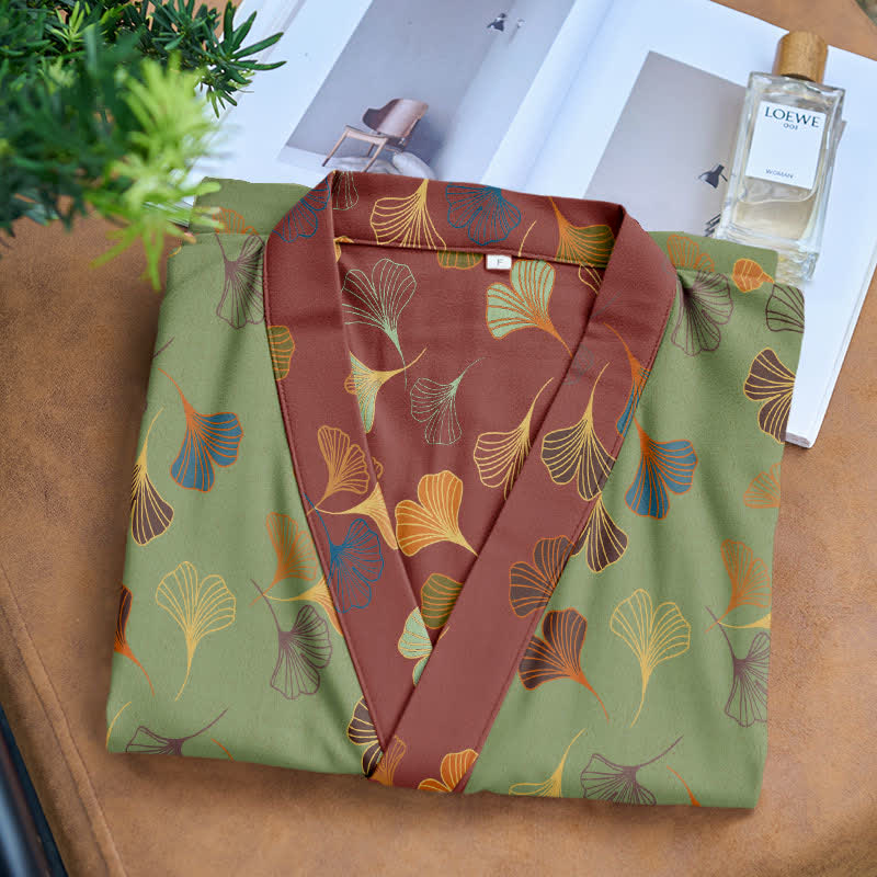 Kimono-Bademantel aus Baumwollgaze „Ginkgo Biloba“ - image 15