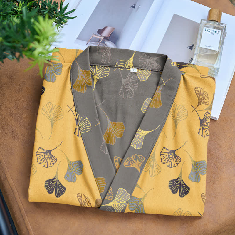 Kimono-Bademantel aus Ginkgo-Biloba-Baumwolle - image 36