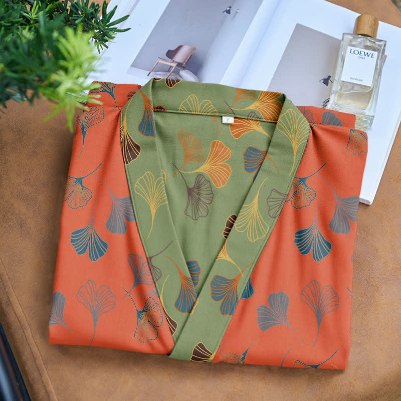 Kimono-Bademantel aus Baumwollgaze „Ginkgo Biloba“ - image 20