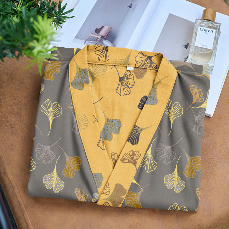 Kimono-Bademantel aus Ginkgo-Biloba-Baumwolle - image 21