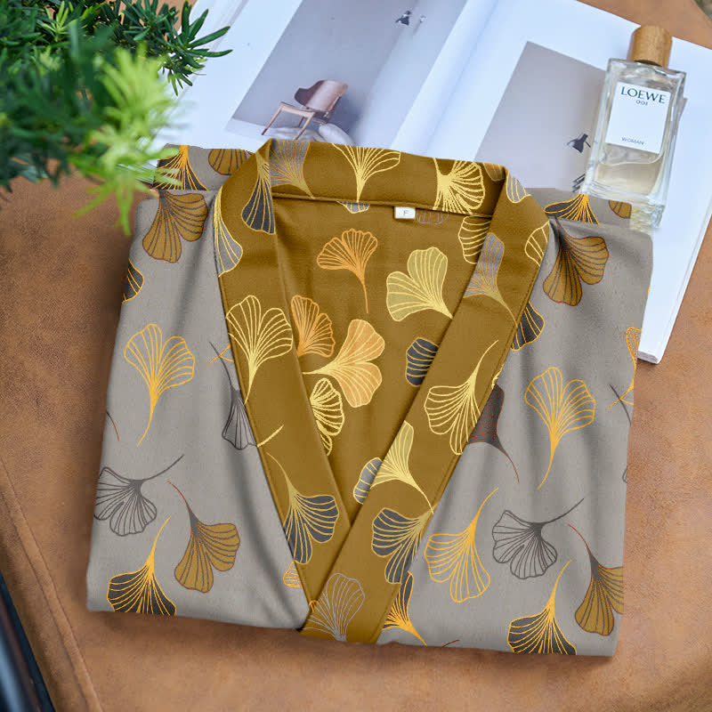 Kimono-Bademantel aus Ginkgo-Biloba-Baumwolle - image 27