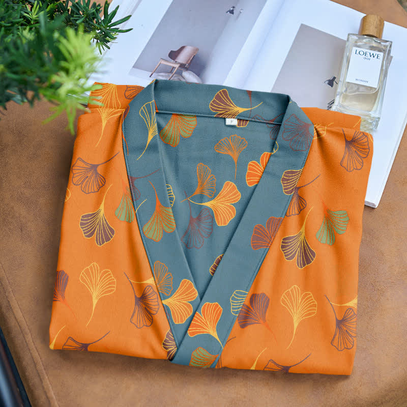 Kimono-Bademantel aus Baumwollgaze „Ginkgo Biloba“ - image 10