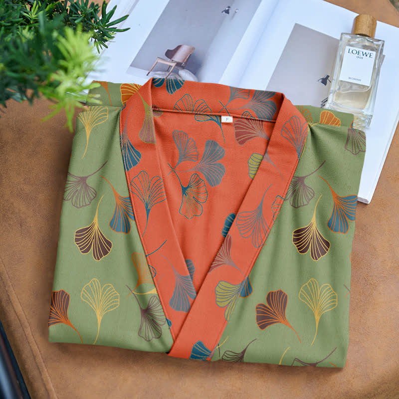 Kimono-Bademantel aus Baumwollgaze „Ginkgo Biloba“ - image 24