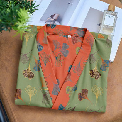 Kimono-Bademantel aus Baumwollgaze „Ginkgo Biloba“ - image 24