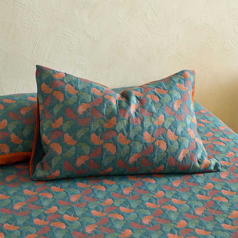 Spannbettlaken aus Baumwollgaze-Jacquard mit Ginkgo-Muster - image 4