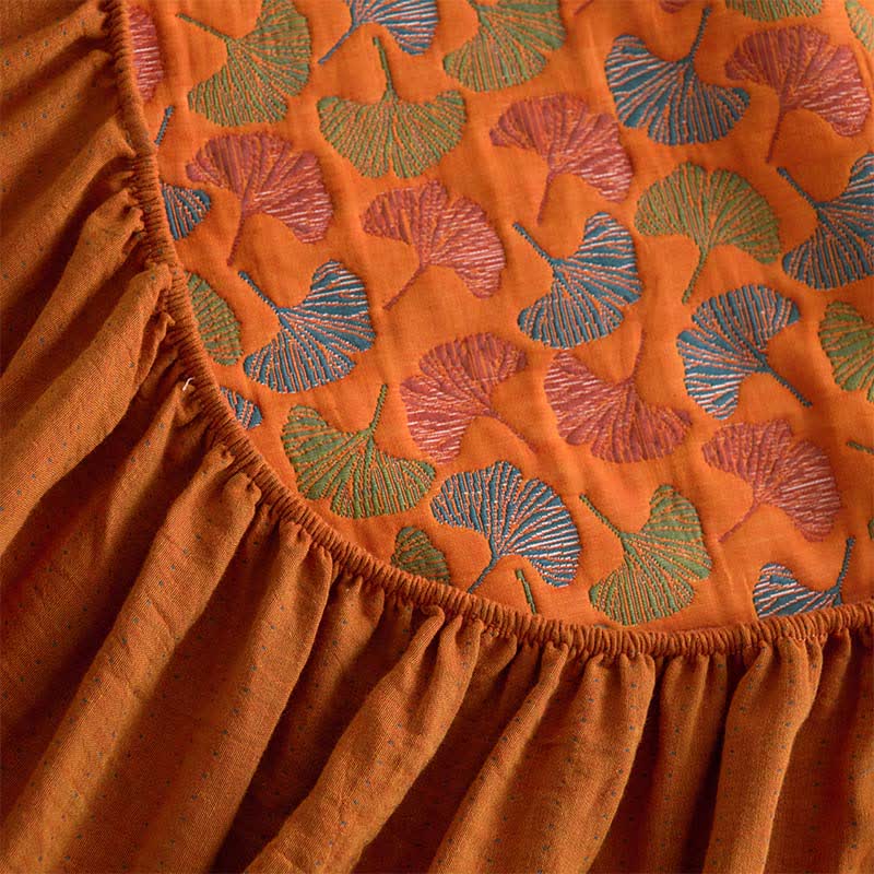 Spannbettlaken aus Baumwollgaze-Jacquard mit Ginkgo-Muster - image 7