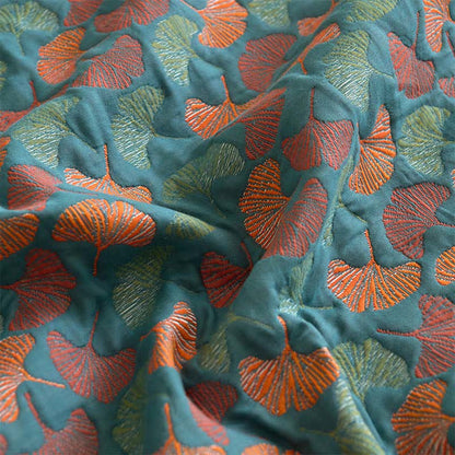 Spannbettlaken aus Baumwollgaze-Jacquard mit Ginkgo-Muster - image 6