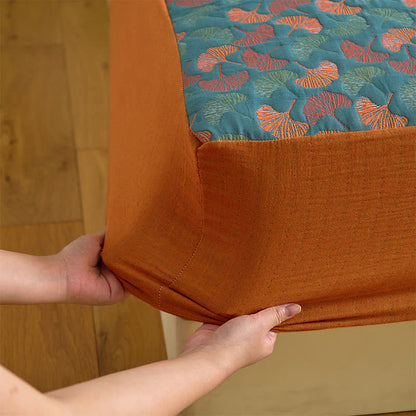 Spannbettlaken aus Baumwollgaze-Jacquard mit Ginkgo-Muster - image 8