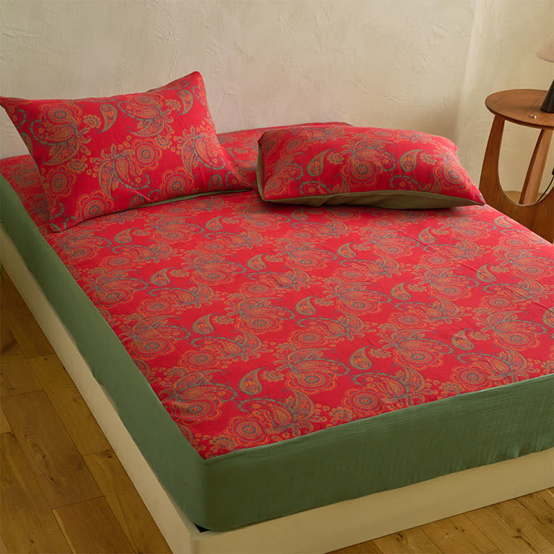 Spannbettlaken aus Baumwolljacquard mit Paisley-Blumenmuster - image 2