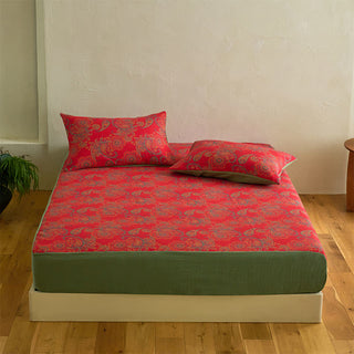 Spannbettlaken aus Baumwolljacquard mit Paisley-Blumenmuster - Laken mit 2 Kissenbezügen - 200cm x 220cm - image 1