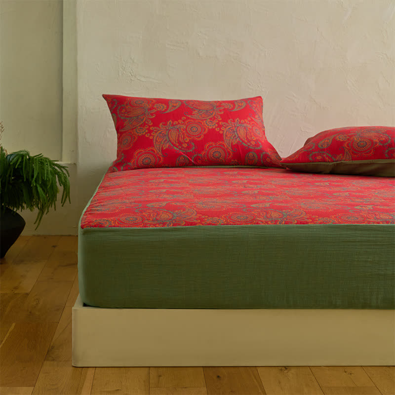 Spannbettlaken aus Baumwolljacquard mit Paisley-Blumenmuster - image 4