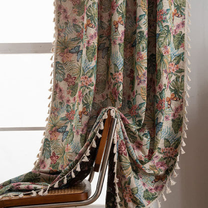 Jacquard-Vorhang mit tropischem Monstera-Schmetterling - image 5