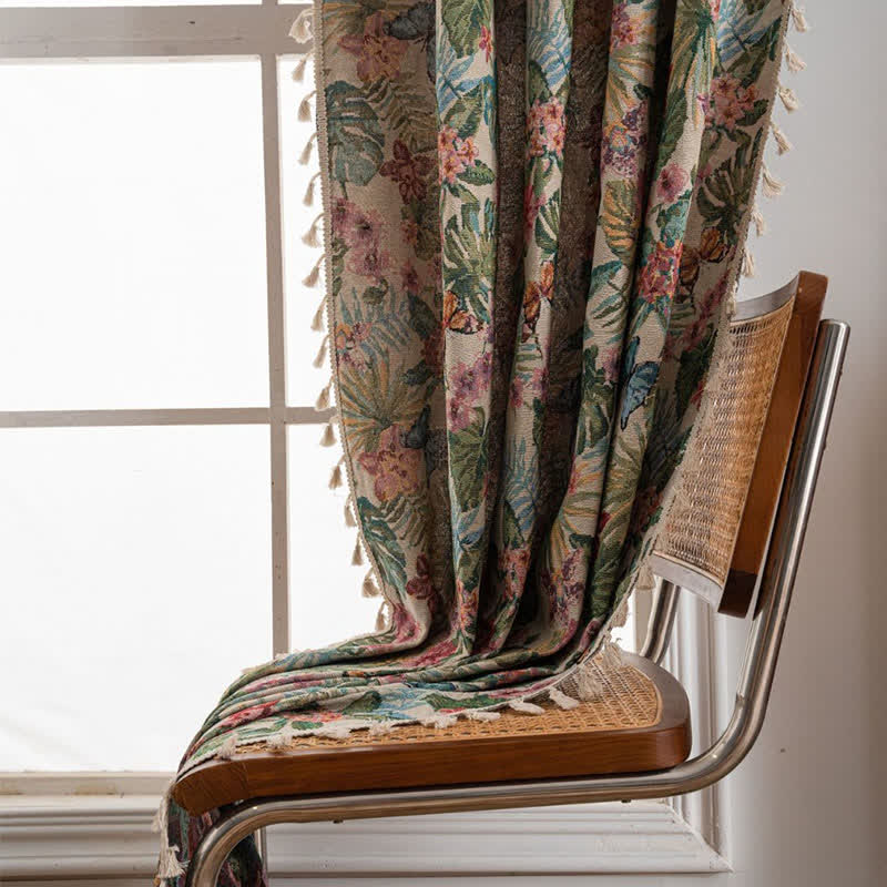 Jacquard-Vorhang mit tropischem Monstera-Schmetterling - image 6