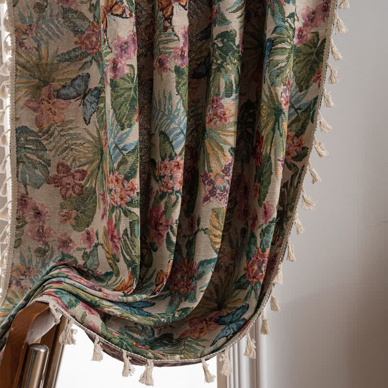Jacquard-Vorhang mit tropischem Monstera-Schmetterling - image 3