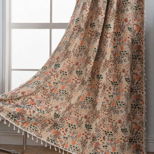 Von der Natur inspirierter Jacquard-Vorhang mit Quasten und Blättern - Rutentasche - 150cm x 260cm - image 1