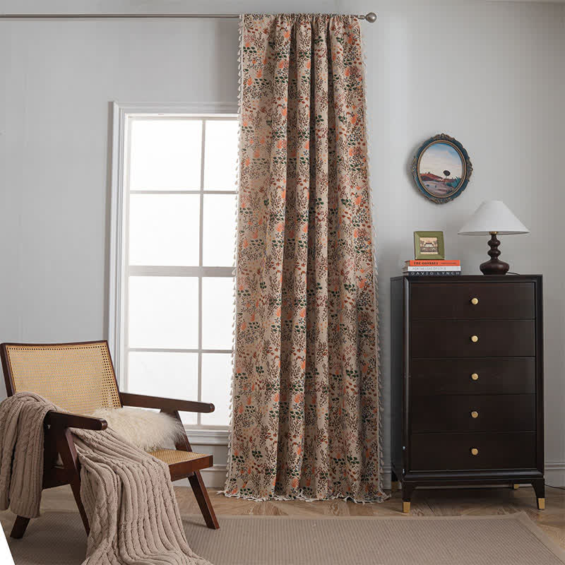 Von der Natur inspirierter Jacquard-Vorhang mit Quasten und Blättern - image 2