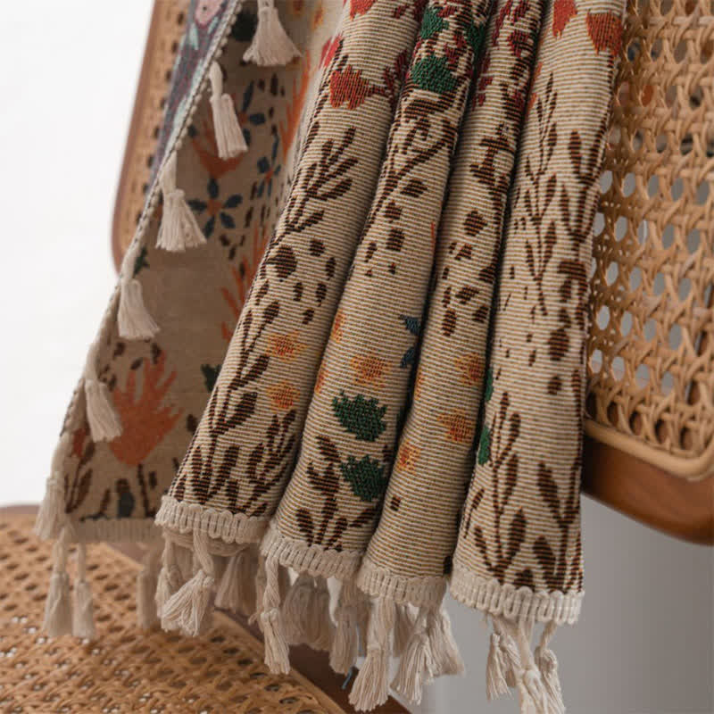 Von der Natur inspirierter Jacquard-Vorhang mit Quasten und Blättern - image 6