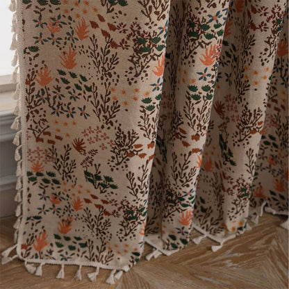 Von der Natur inspirierter Jacquard-Vorhang mit Quasten und Blättern - image 5